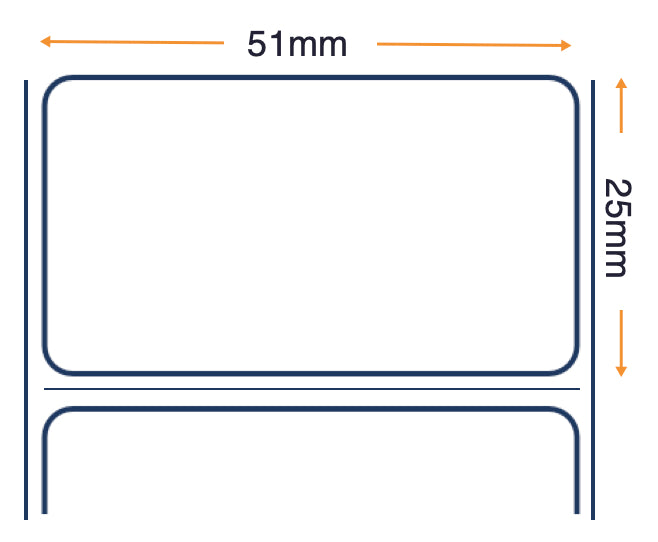 Labels, Zebra, Plástico, 8100T Z-Destruct PE, Anchura: 50.8 mm, Altura: 25.4 mm, Diámetro: 200 mm, Diámetro del núcleo: 76 mm 3012672 (2)