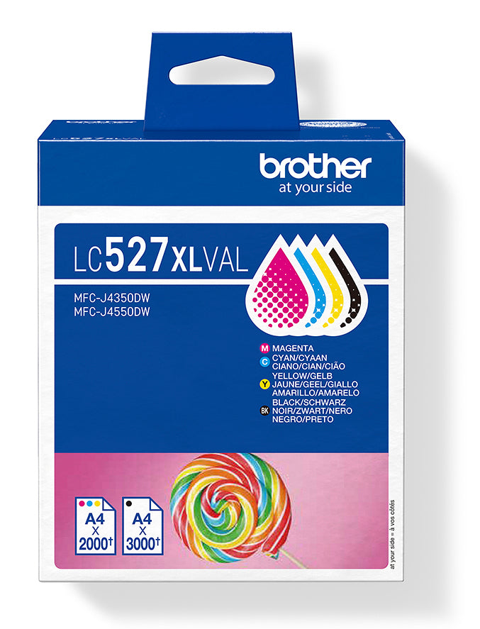 Brother LC-527XLVAL cartucho de tinta 4 pieza(s) Original Alto rendimiento (XL) Negro, Cian, Magenta, Amarillo (2)