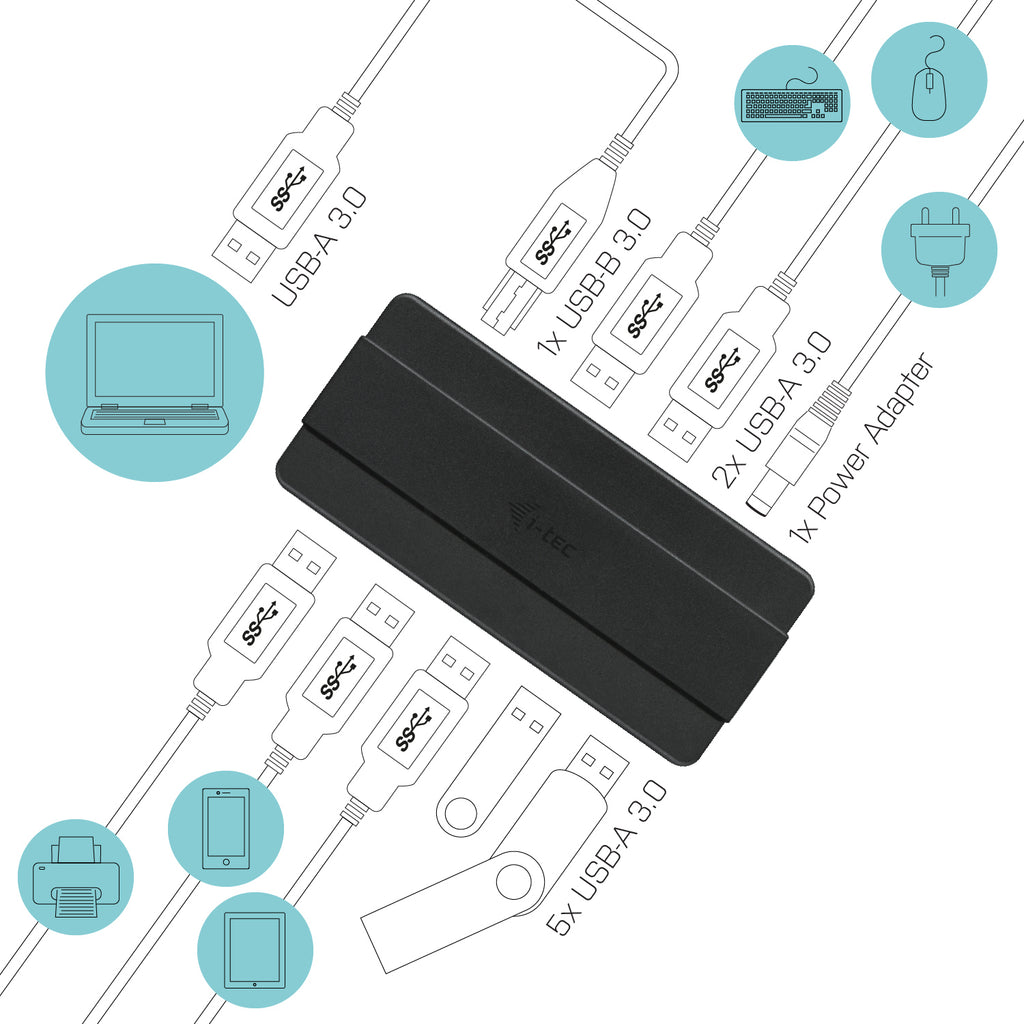 i-tec U3HUB742 hub de interfaz USB 3.2 Gen 1 (3.1 Gen 1) Type-B 5000 Mbit/s