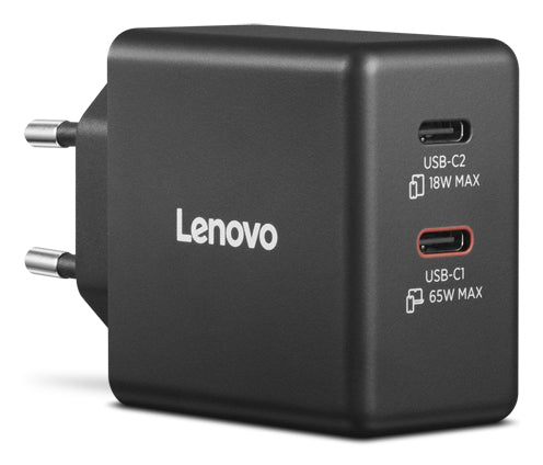 Lenovo Dual USB-C 65W GaN Charger Universal Negro Corriente alterna Interior (5)