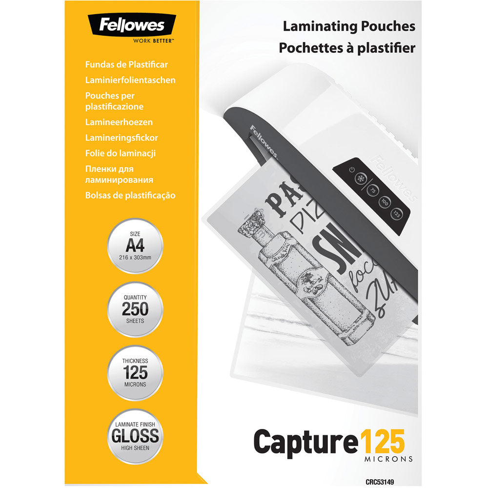 Lámina plastif. Fellowes A4 125µ 250 un. (3)