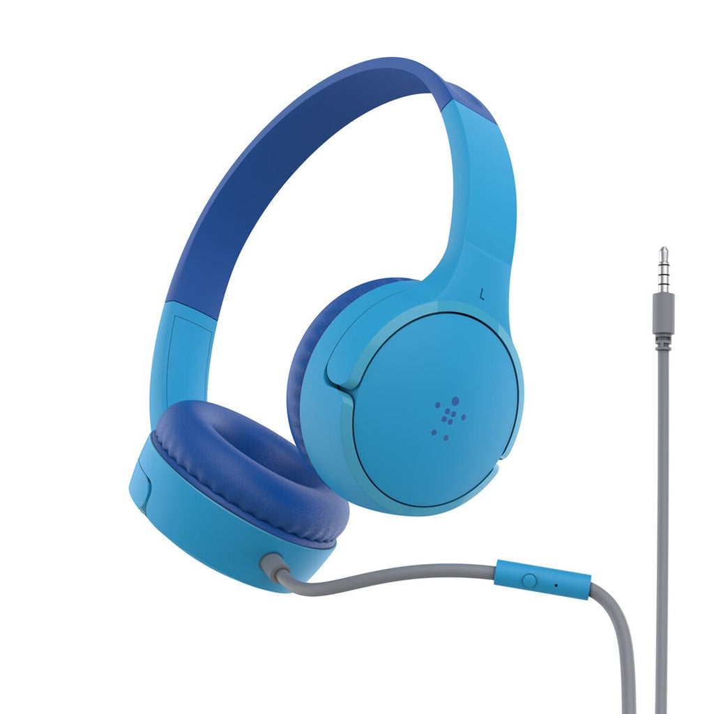 Auriculares con diadema con micro - en oreja - cableado - conector de 3,5 mm - azul