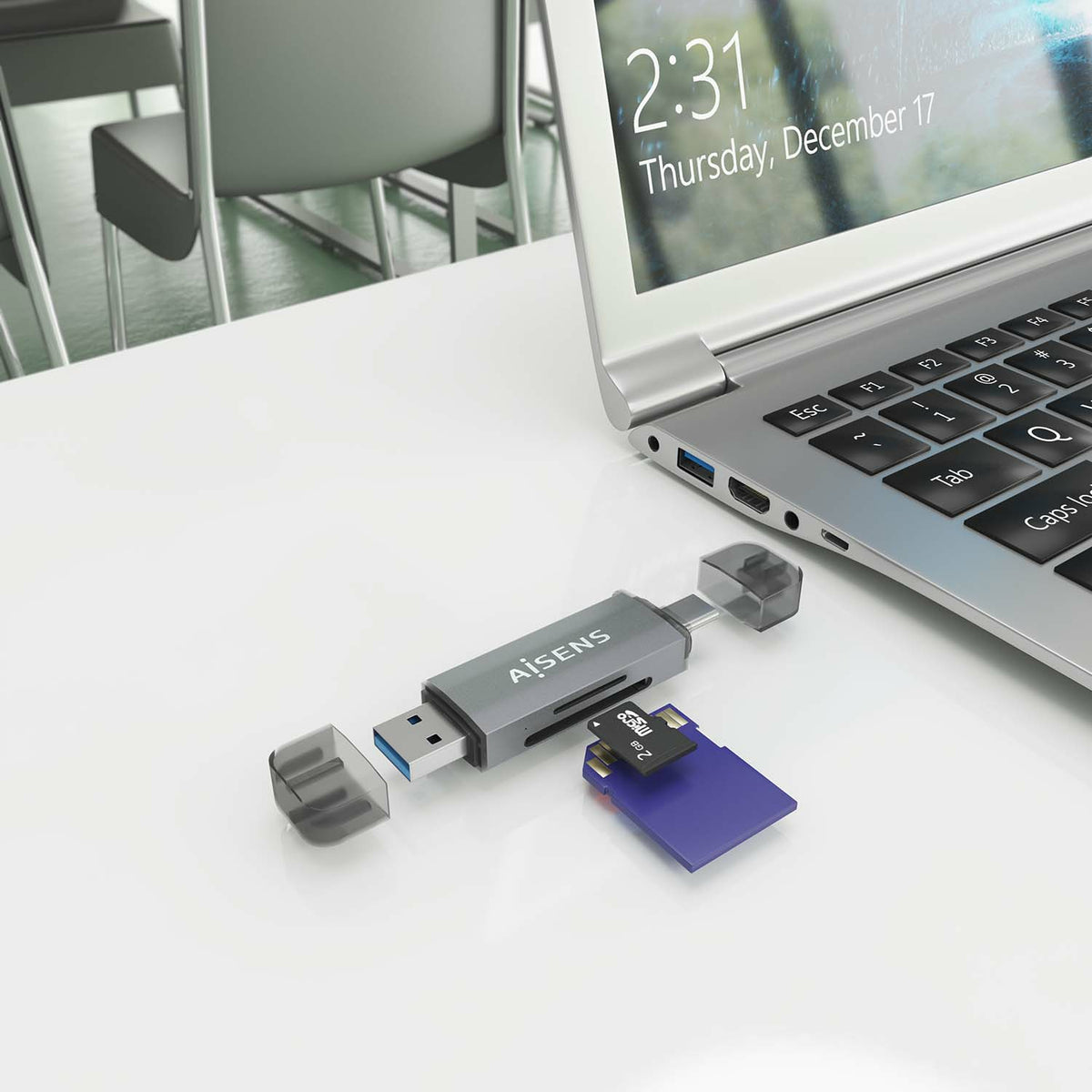 AISENS ASCR-2AC08-GR lector de tarjeta USB 3.2 Gen 1 (3.1 Gen 1) Type-A/Type-C (5)