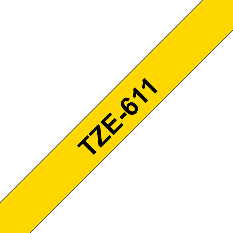 Brother TZE-611 cinta para impresora de etiquetas Negro sobre amarillo (2)