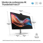 HP Series 7 Pro 27 inch 4K Conferencing Monitor - 727pm pantalla para PC 68,6 cm (27") 3840 x 2160 Pixeles 4K Ultra HD LCD Negro (8)
