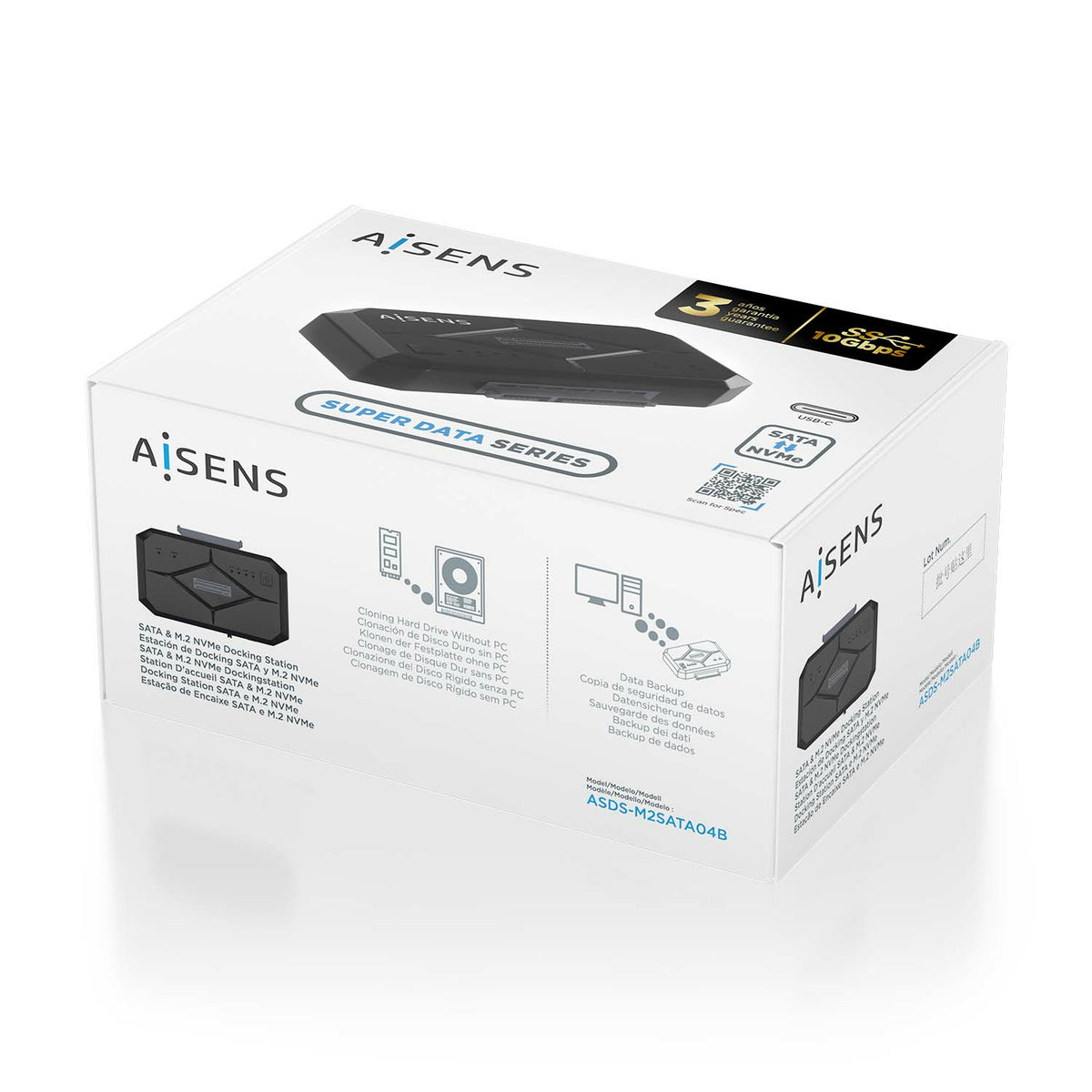 AISENS ASDS-M2SATA04B base de conexión para disco duro USB 3.2 Gen 1 (3.1 Gen 1) Type-C (8)
