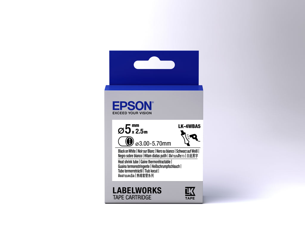 Cartucho de tubo termorretráctil Epson LK-4WBA5 negro sobre blanco 5 mm (3)
