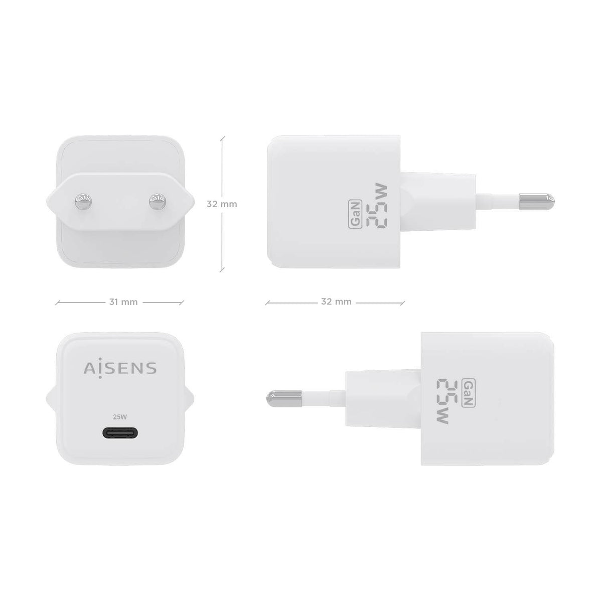 AISENS ASCH-25W1P012-W cargador de dispositivo móvil Universal Corriente alterna Carga rápida Interior (5)