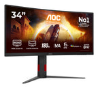 AOC G4 CU34G4CAP pantalla para PC 86,4 cm (34") 3440 x 1440 Pixeles UltraWide Quad HD LCD Negro, Rojo (2)