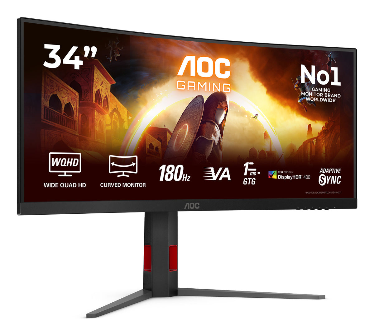 AOC G4 CU34G4CAP pantalla para PC 86,4 cm (34") 3440 x 1440 Pixeles UltraWide Quad HD LCD Negro, Rojo (2)
