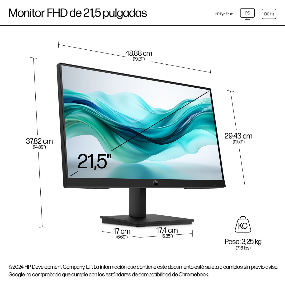 HP Series 3 Pro 21.5 inch FHD Monitor - 322pf pantalla para PC 54,6 cm (21.5") 1920 x 1080 Pixeles Full HD LCD Negro (9)