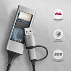 Axagon ADE-TXCA Gigabit Ethernet Adapter USB-C+ USB-A - titangrau - Adapter - Digital/Daten 1000 Mbit/s (7)