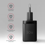 Axagon ACU-PD30 cargador de dispositivo móvil Teléfono móvil, Smartphone, Reloj inteligente, Tableta, Universal, Ver Negro Corriente alterna Carga rápida Interior (5)