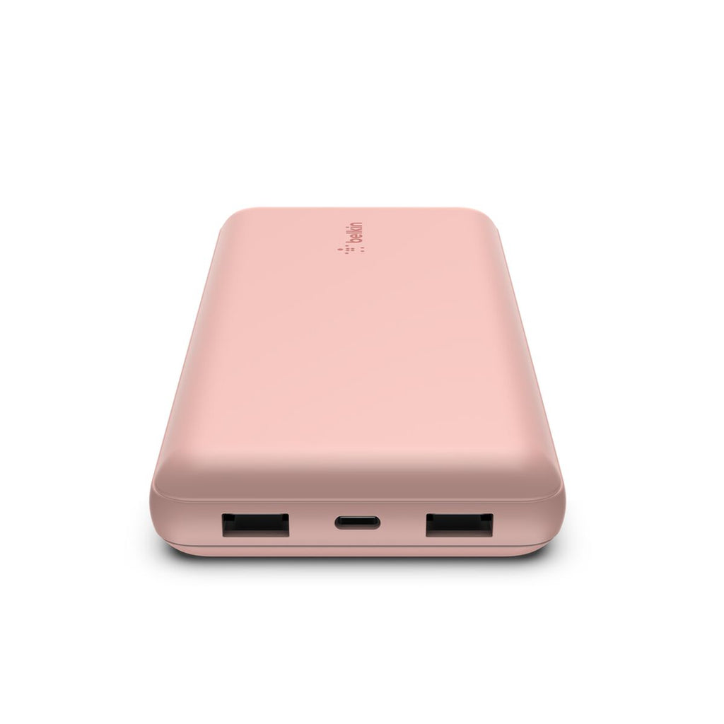 Cargador portátil - 20000 mAh - 15 vatios - 3 A - 3 conectores de salida (USB-C, 2 x USB) - en el cable: USB-C - oro rosa