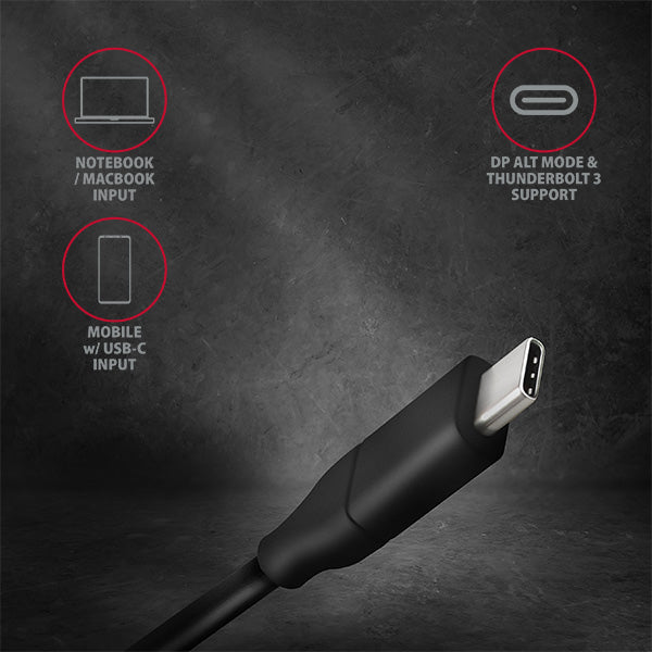 Axagon RVC-DPC adaptador de cable de vídeo 1,8 m USB Tipo C DisplayPort Negro (4)