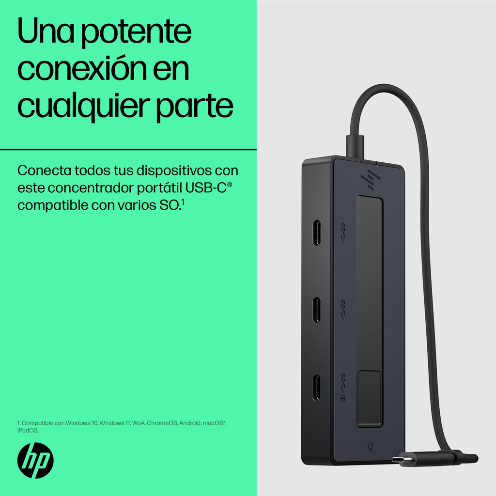 HP 4K USB-C Multiport Hub USB Tipo C 10000 Mbit/s Negro (6)