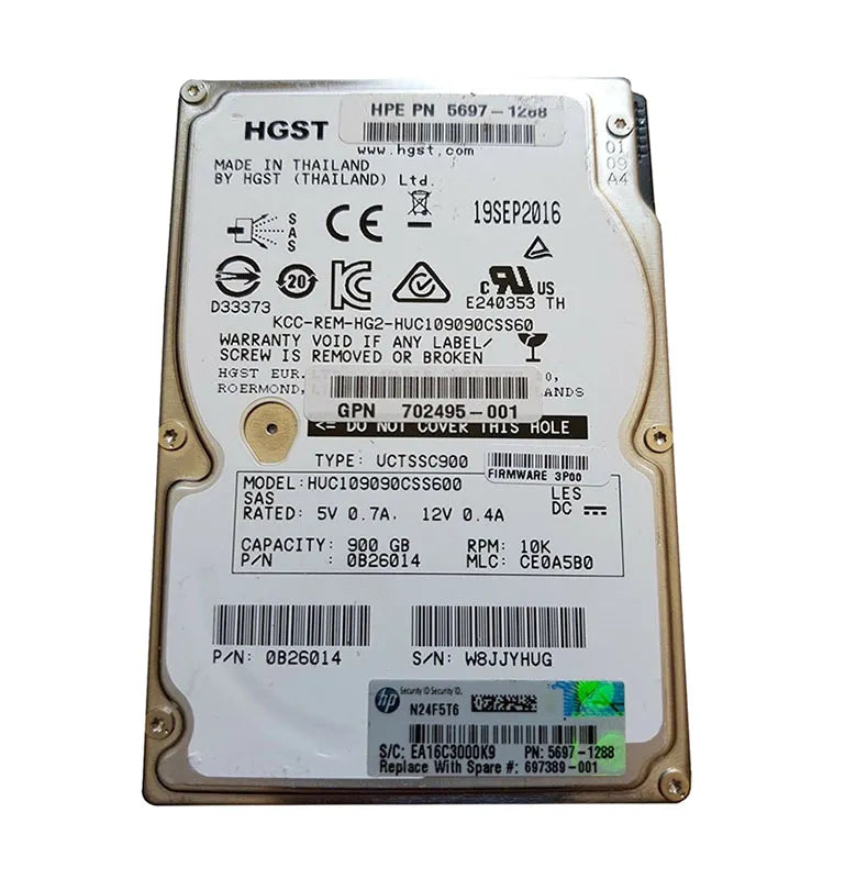 HP HDD SAS 6G 10K SFF de 900GB 5697-1288-RFB Reacondicionado