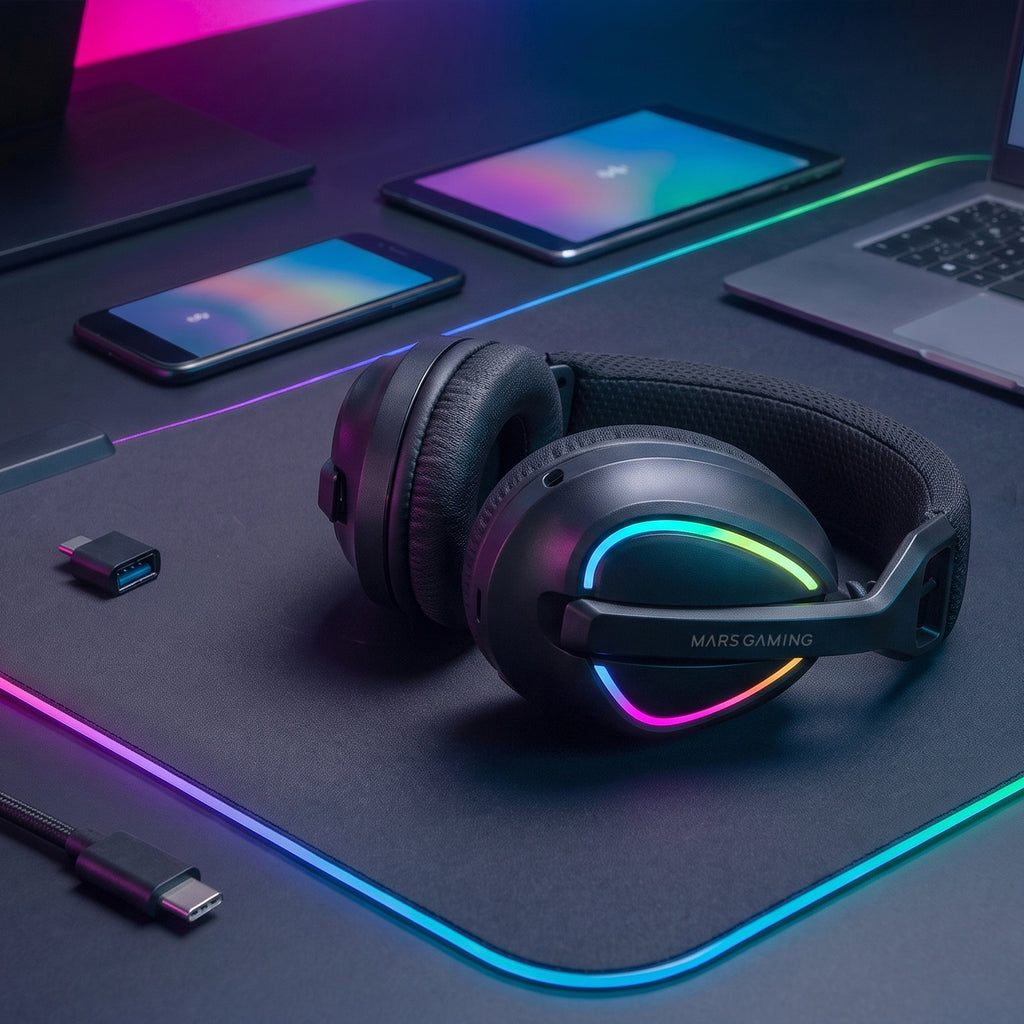 Mars Gaming MHWQUASAR auricular y casco Auriculares Inalámbrico Diadema Juego USB Type-C / USB Type-A Bluetooth Negro (9)