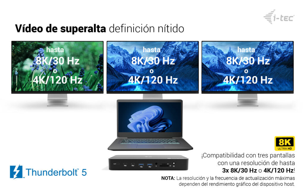 i-tec TB5TRIPLEDOCKM2PD base para portátil y replicador de puertos Alámbrico