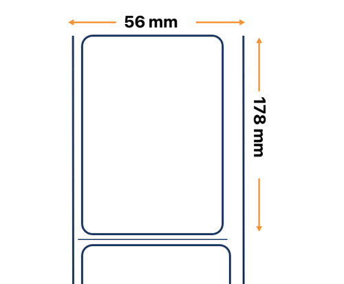 Labels, Zebra, Sintético, Z-Ultimate 3000T Blanco, An: 56 mm, Al: 178 mm, P: 127 mm, C: 25.4 mm 3011242