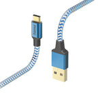 Hama Reflective cable USB USB 2.0 1,5 m USB A USB C 0,48 Gbit/s Azul (2)
