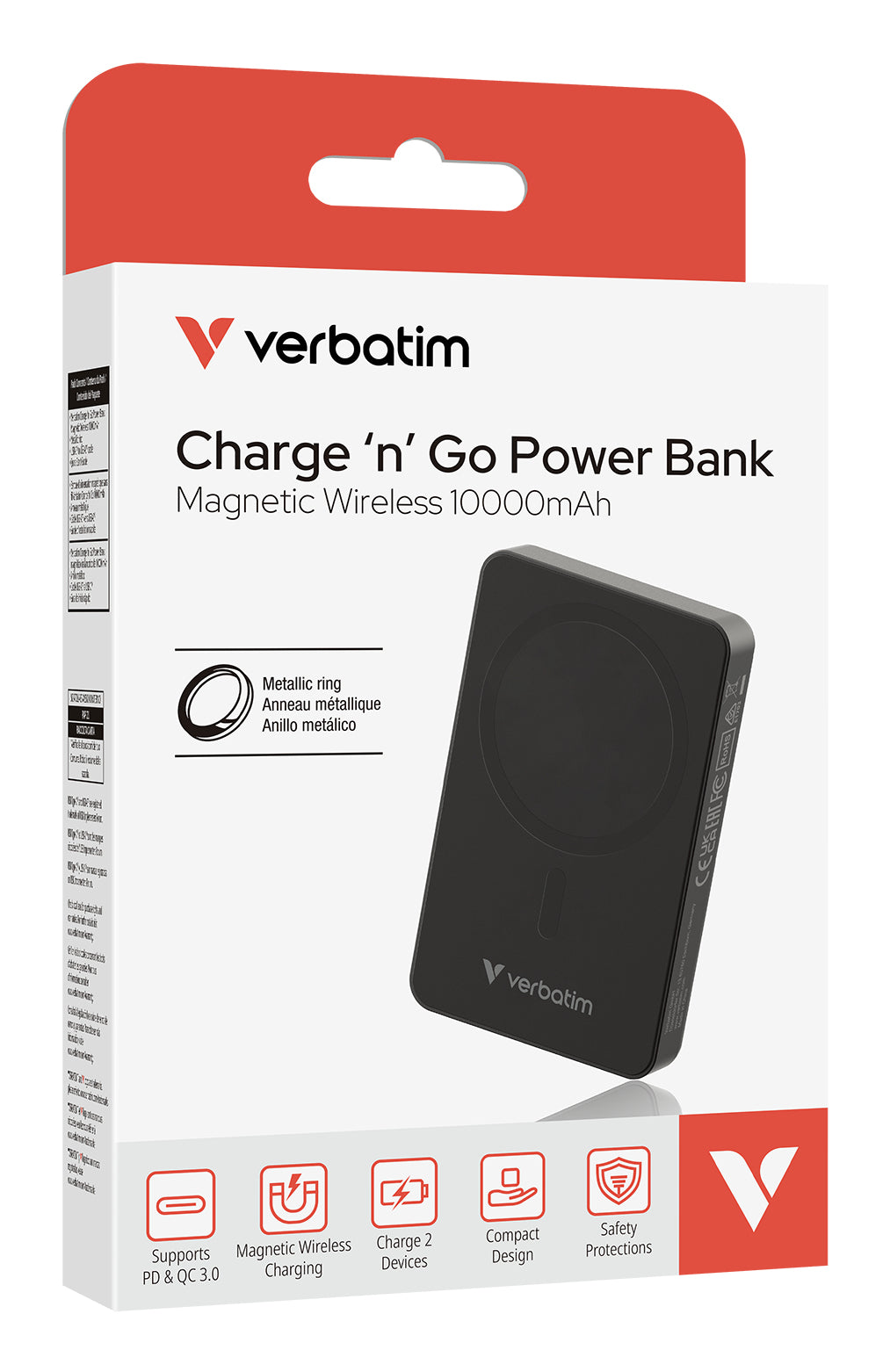 Verbatim Charge 'n' Go Essentials 10000 mAh Cargador inalámbrico Negro