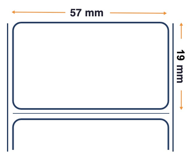 Labels, Zebra, Normal, Z-Perform 1000T Removable, Ancho: 57.15 mm, Alto: 19.05 mm, D: 127 mm, C: 25.4 mm 880433-019DU
