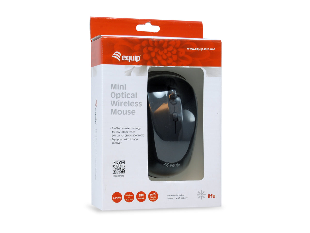 Equip 245108 ratón Viajes Ambidextro RF inalámbrico Óptico 1600 DPI (3)