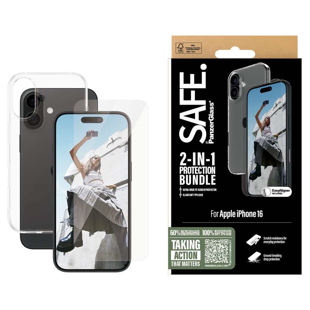 PanzerGlass SAFE. by ® 2-in-1 Protection Bundle iPhone 16 Protector de pantalla Apple 1 pieza(s) (2)