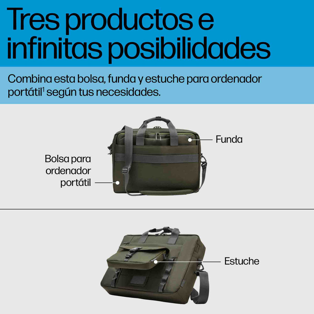 HP 15.6 Modular Laptop Bag 39,6 cm (15.6") Bandolera Verde, Gris (7)
