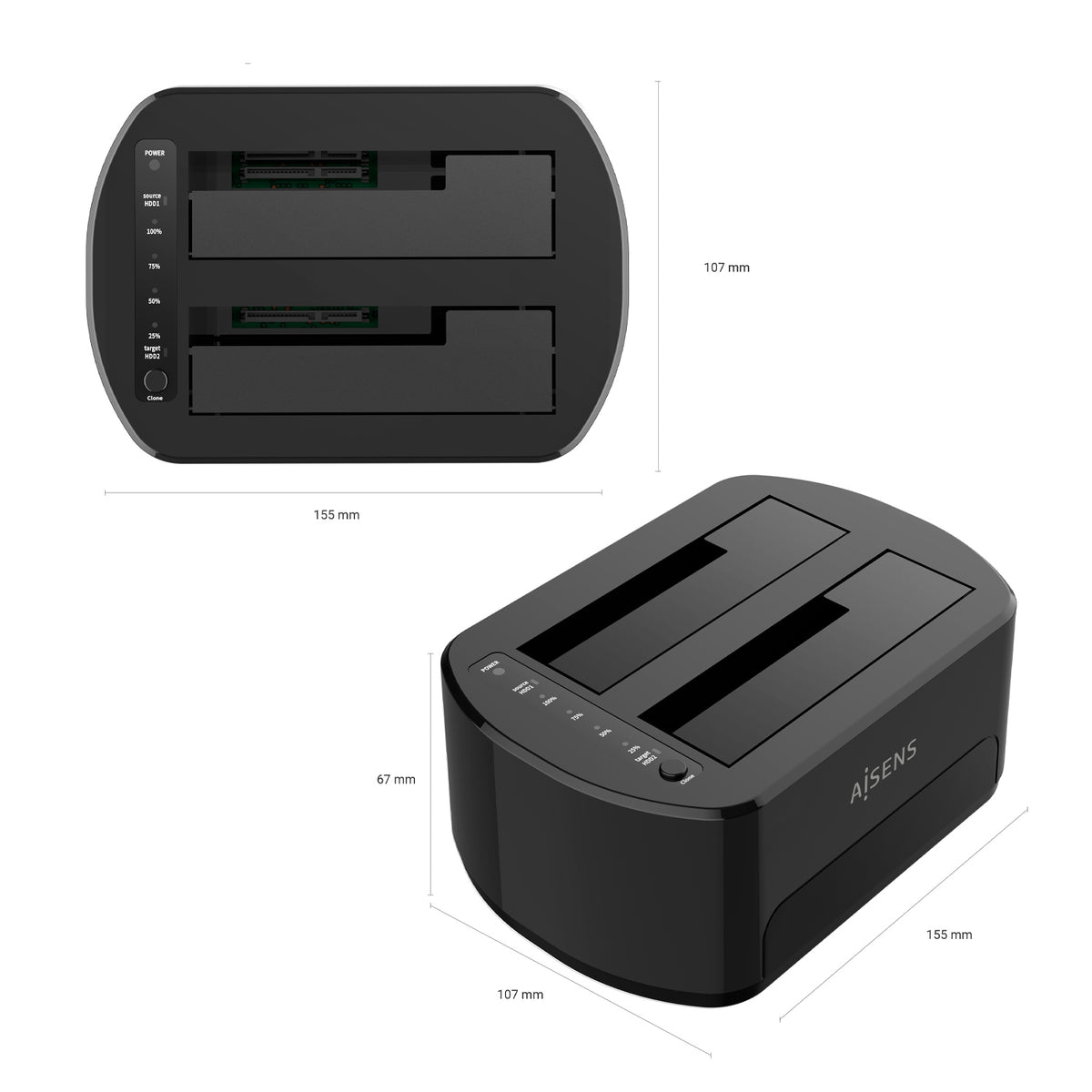 AISENS ASDS-D03B base de conexión para disco duro USB 3.2 Gen 1 (3.1 Gen 1) Type-B Negro (5)