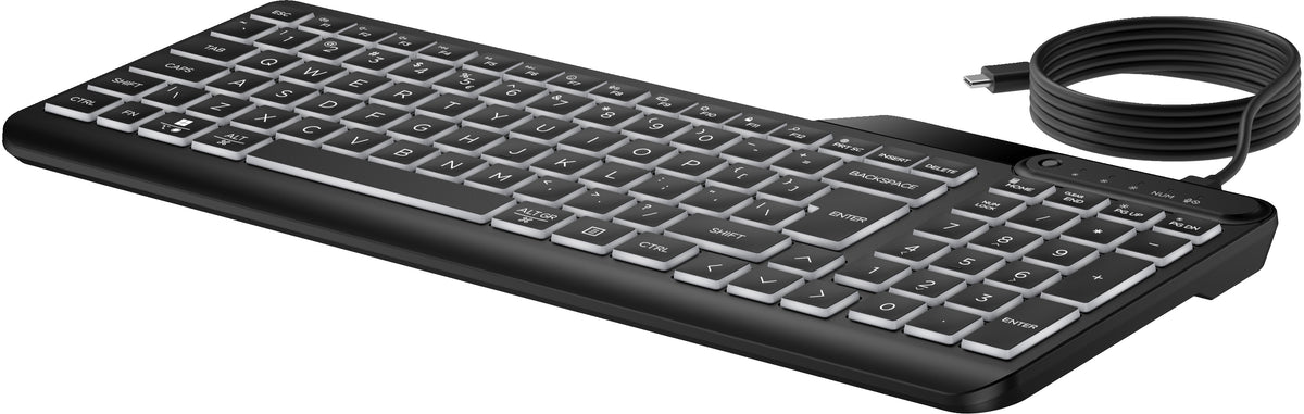 HP 405 Multi-Device Backlit Wired Keyboard teclado Oficina USB QWERTY Inglés Negro (3)