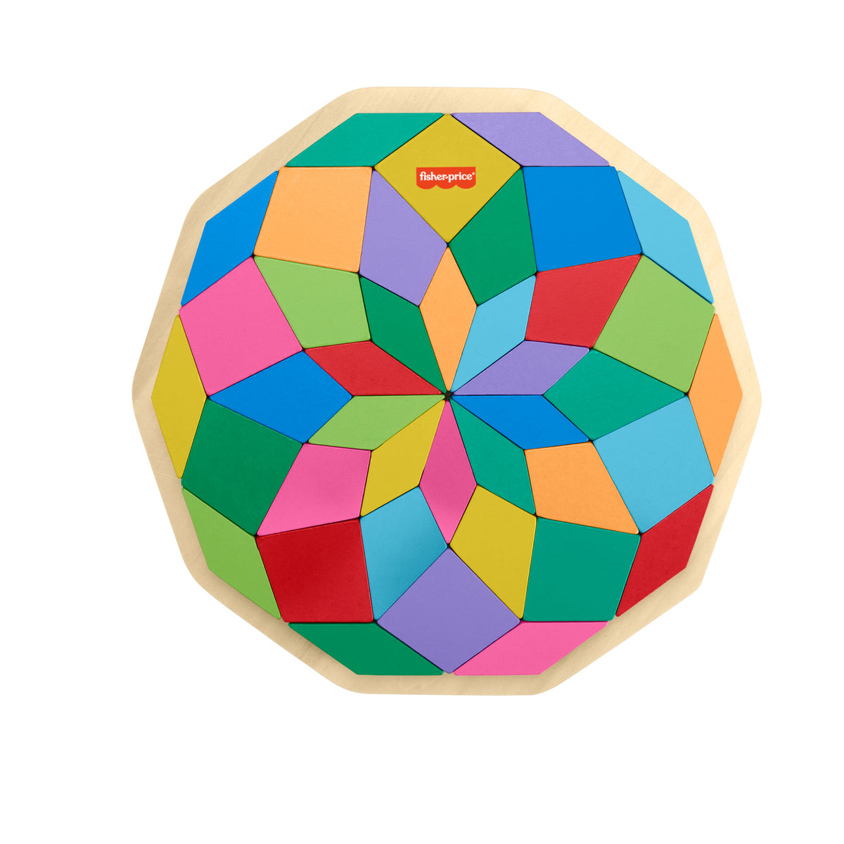 Fisher-Price Puzzle geométrico de mandala de madera para niños pequeños y niños