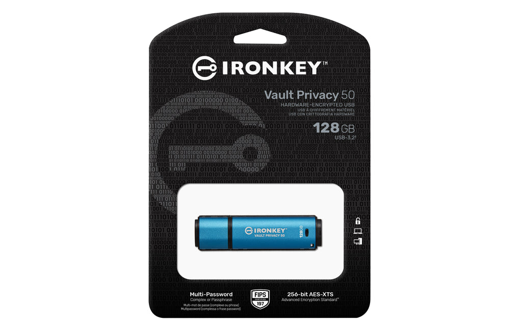 Kingston Technology IronKey Vault Privacy 50 unidad flash USB USB tipo A 3.2 Gen 1 (3.1 Gen 1) Negro, Azul (3)