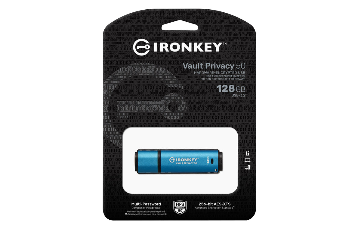 Kingston Technology IronKey Vault Privacy 50 unidad flash USB USB tipo A 3.2 Gen 1 (3.1 Gen 1) Negro, Azul (3)