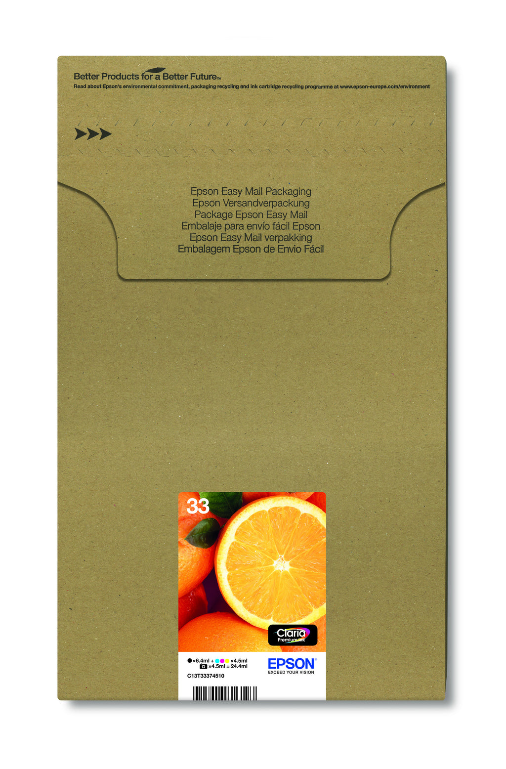 Epson Oranges C13T33374510 cartucho de tinta 1 pieza(s) Original Rendimiento estándar Negro, Foto negro, Cian, Magenta, Amarillo (3)