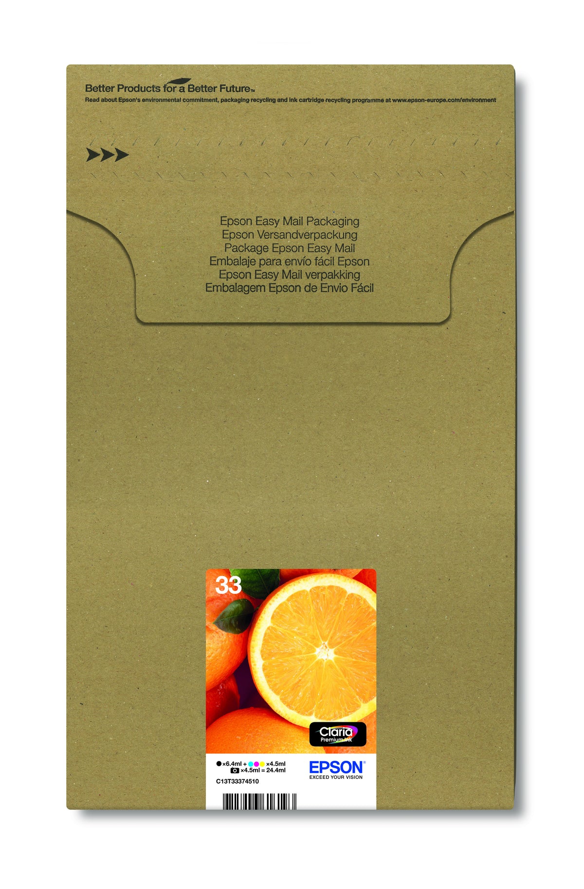 Epson Oranges C13T33374510 cartucho de tinta 1 pieza(s) Original Rendimiento estándar Negro, Foto negro, Cian, Magenta, Amarillo (3)