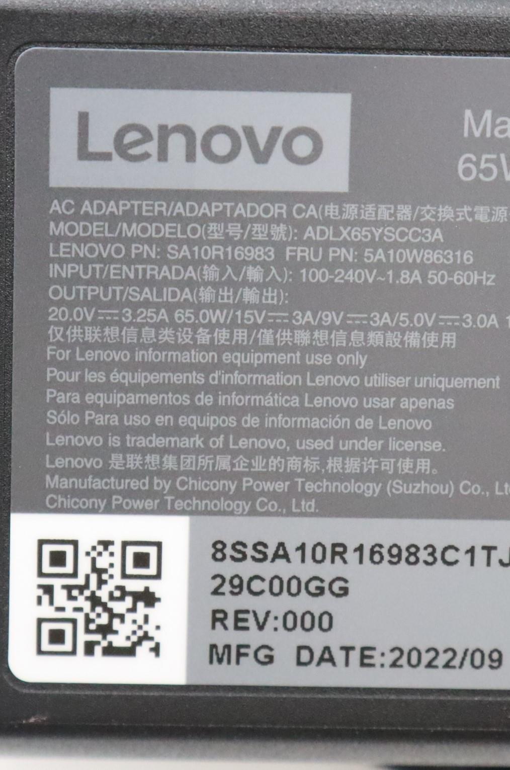 65W Power Delivery AC adapter
