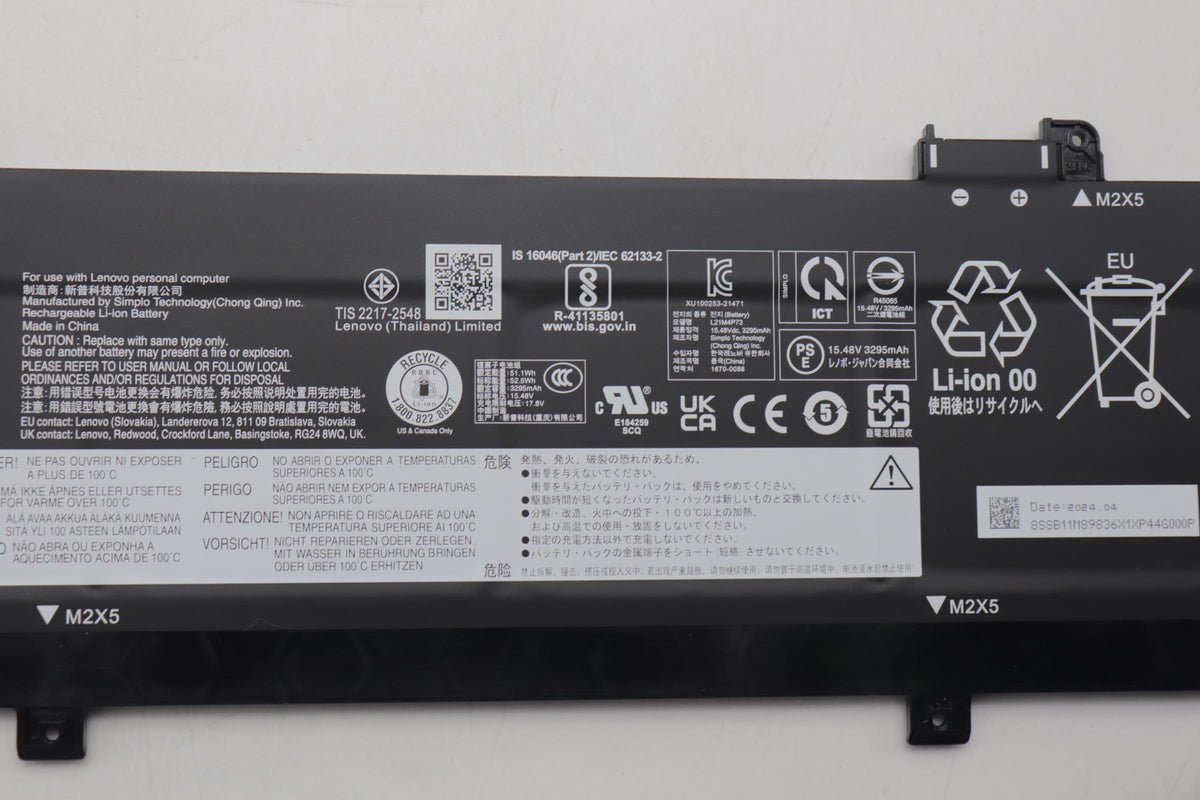 52.5Wh lithium-ion internal