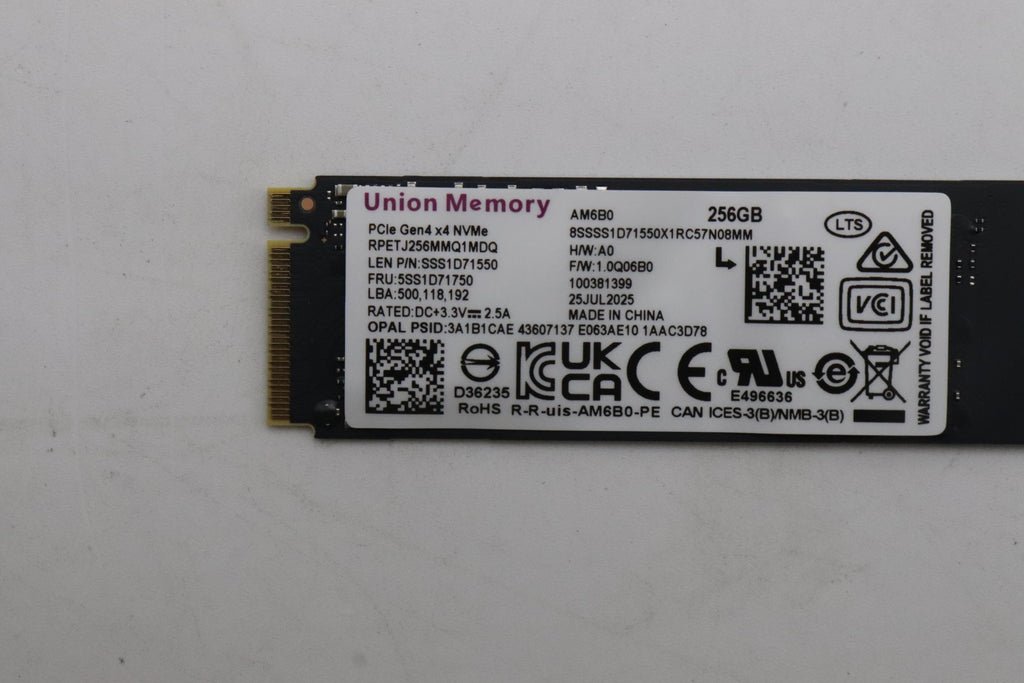 256GB M.2 PCIe NVMe SSD with