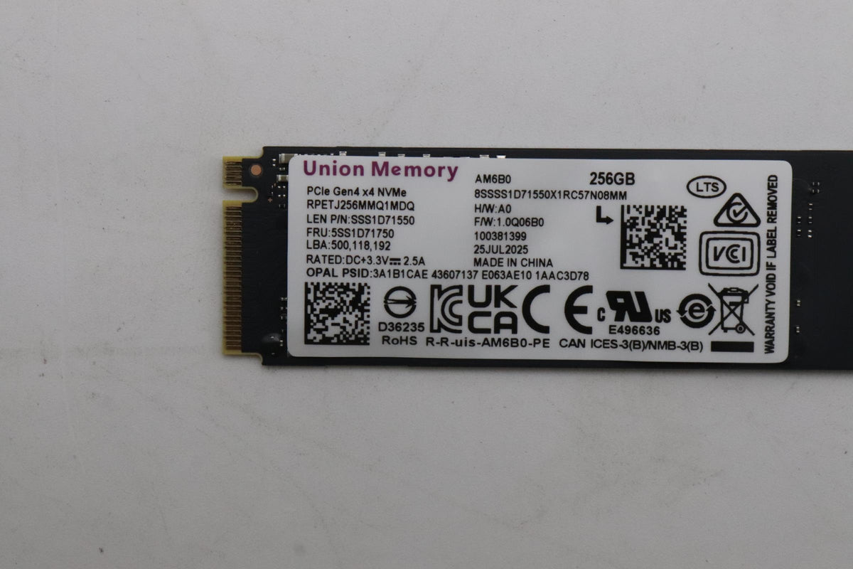 256GB M.2 PCIe NVMe SSD with