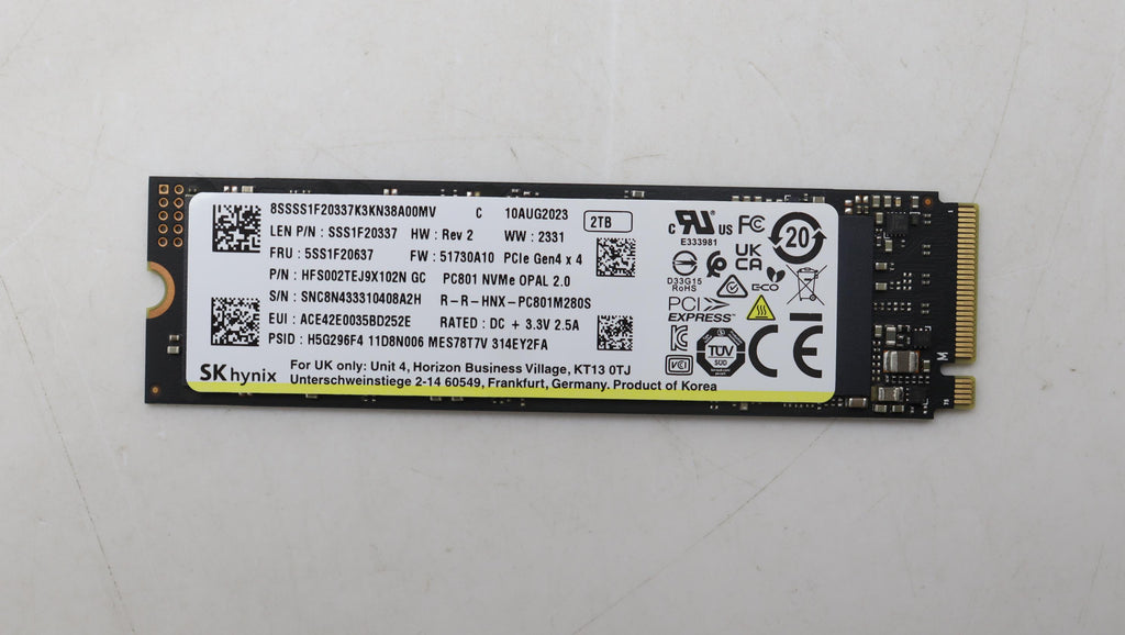 2TB M.2 NVMe SSD with PCIe