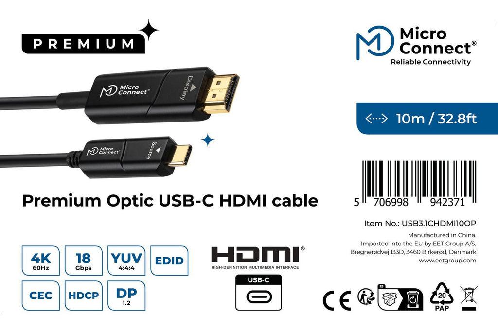 Microconnect USB3.1CHDMI10OP adaptador de cable de vídeo 10 m USB Tipo C HDMI Negro (4)