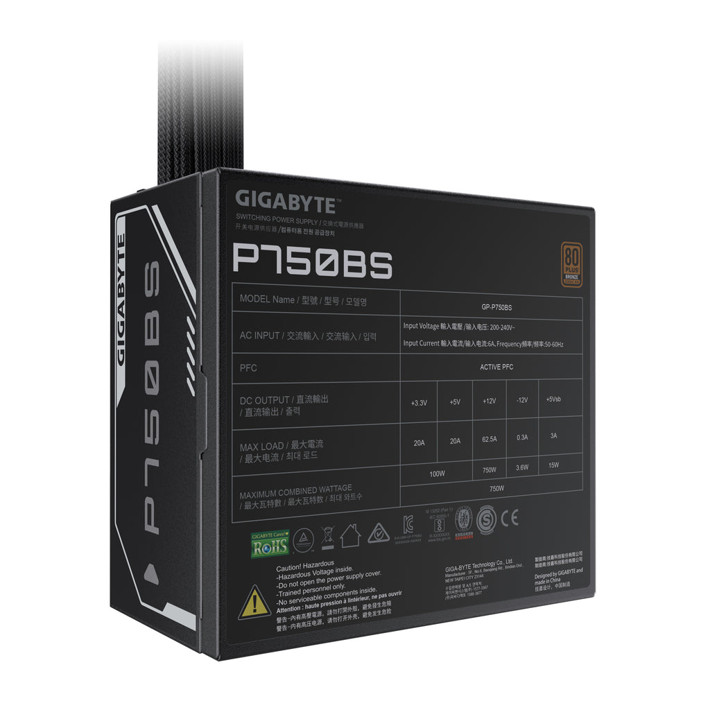 GIGABYTE P750BS unidad de fuente de alimentación 750 W 20+4 pin ATX Negro (7)
