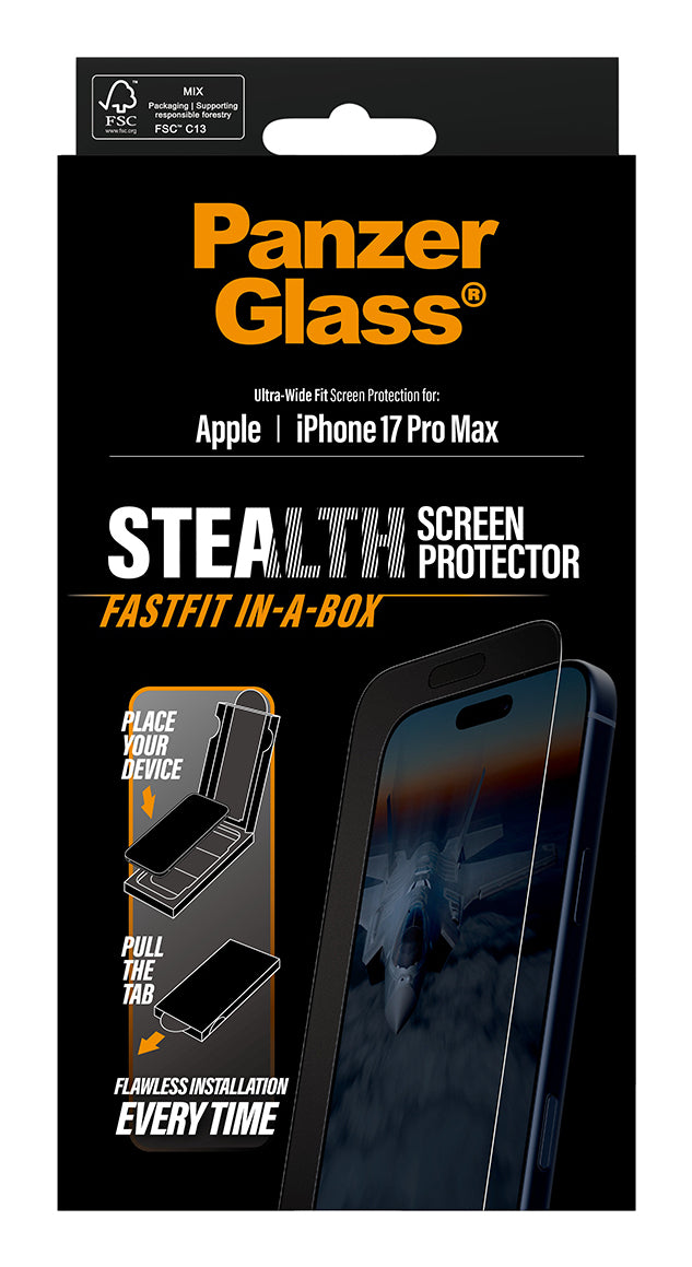 PanzerGlass ® Stealth Screen Protector iPhone 17 Pro Max | Ultra-Wide Fit w. Fastfit in-a-box Protector de pantalla Apple 1 pieza(s) (3)