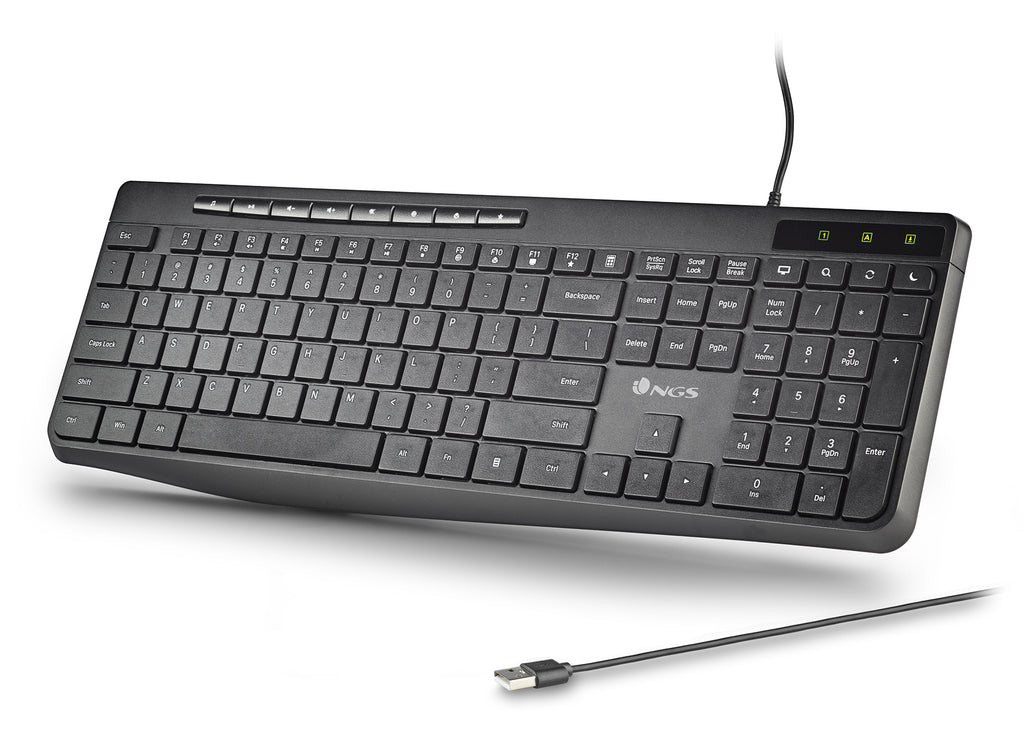 NGS SPECTRA (QUERTY, ES) teclado Hogar / Oficina USB QWERTY Español Negro (6)