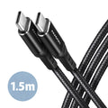 Axagon Data and charging USB 2.0 cable 1.5 m long. PD 60W, 3A. Black braided. cable USB 1,5 m USB C 0,48 Gbit/s Negro