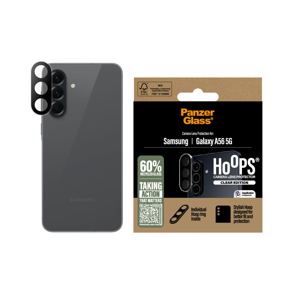 PanzerGlass ® Hoops® Camera Lens Protector Transparent Samsung Galaxy A56 5G Protector de pantalla 1 pieza(s) (2)