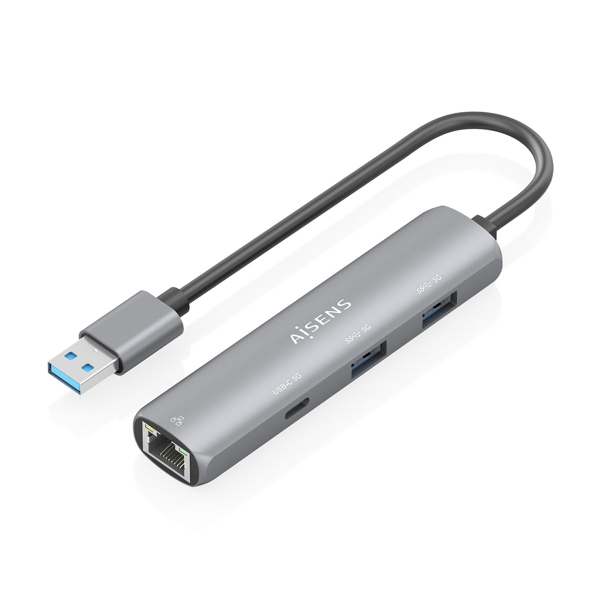 AISENS ASUC-4P035-GR base para portátil y replicador de puertos Alámbrico USB 3.2 Gen 1 (3.1 Gen 1) Type-A (2)