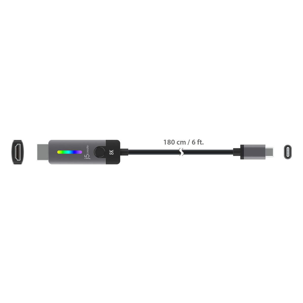 j5create JCC157 1,79 m USB Tipo C Negro, Gris (4)